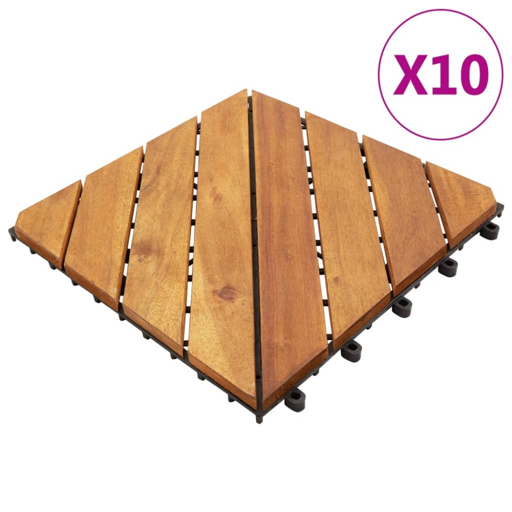 vidaXL Πλακάκια Deck 10 τεμ. 30 x 30 εκ. από Μασίφ Ξύλο Ακακίας