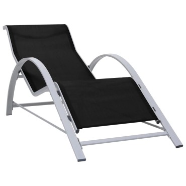 vidaXL Ξαπλώστρα Μαύρη από Textilene και Αλουμίνιο 167x60x66cm 1 τεμ.