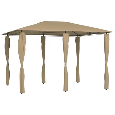 vidaXL Κιόσκι με Καλύμματα Στύλων Taupe 3 x 4 x 2,6 μ. 160 γρ./μ²