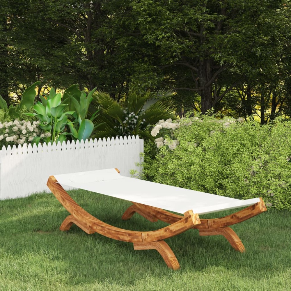vidaXL Ξαπλώστρα Εξ. Χώρου Κρεμ 100x188,5x44cm Μασίφ Λυγισμένο Ξύλο