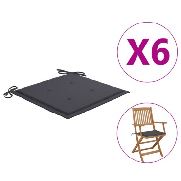 vidaXL Μαξιλάρια Καρέκλας Κήπου 6 τεμ. Ανθρακί 40x40x4cm Υφασμάτινα