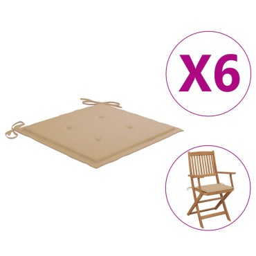 vidaXL Μαξιλάρια Καρέκλας Κήπου 2 τεμ. Μπεζ 40x40x4cm Υφασμάτινα