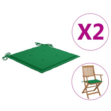 vidaXL Μαξιλάρια Καρέκλας Κήπου 2 τεμ. Πράσινα 40x40x3cm Υφασμάτινα