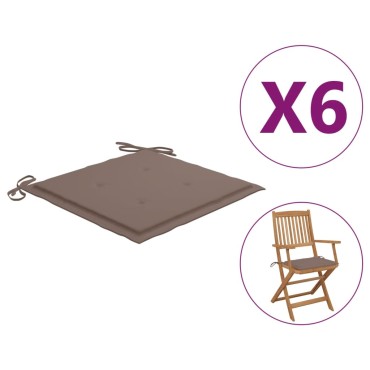 vidaXL Μαξιλάρια Καρέκλας Κήπου 6 τεμ. Taupe 40x40x4cm Υφασμάτινα