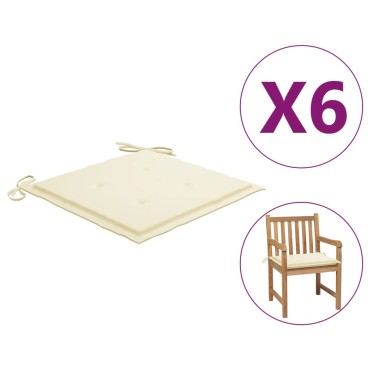 vidaXL Μαξιλάρια Καρέκλας Κήπου 6 τεμ. Κρεμ 50x50x3cm Ύφασμα Oxford