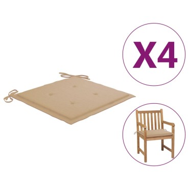 vidaXL Μαξιλάρια Καρέκλας Κήπου 4 τεμ. Μπεζ 50x50x4cm Ύφασμα Oxford