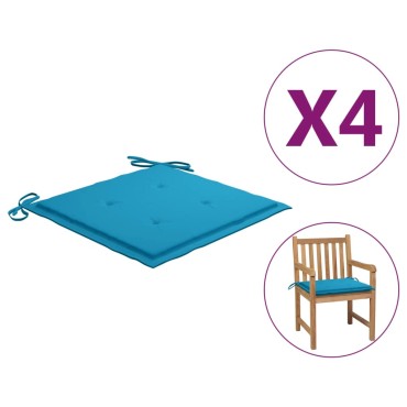 vidaXL Μαξιλάρια Καρέκλας Κήπου 4 τεμ. Μπλε 50x50x3cm Ύφασμα Oxford
