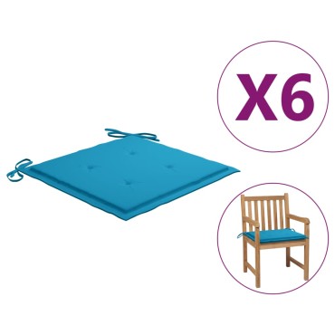 vidaXL Μαξιλάρια Καρέκλας Κήπου 6 τεμ. Μπλε 50x50x3cm Ύφασμα Oxford