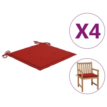 vidaXL Μαξιλάρια Καρέκλας Κήπου 4τεμ Κόκκινα 50x50x4cm Oxford Ύφασμα