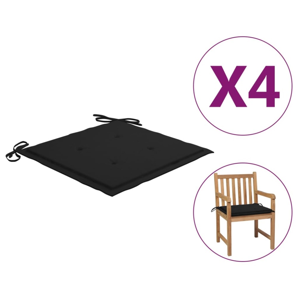 vidaXL Μαξιλάρια Καρέκλας Κήπου 4 τεμ. Μαύρα 50x50x4cm Oxford Ύφασμα