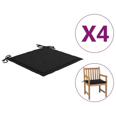 vidaXL Μαξιλάρια Καρέκλας Κήπου 4 τεμ. Μαύρα 50x50x4cm Oxford Ύφασμα