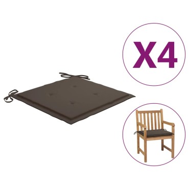 vidaXL Μαξιλάρια Καρέκλας Κήπου 4 τεμ. Taupe 50x50x4cm Oxford Ύφασμα