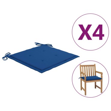vidaXL Μαξιλάρια Καρέκλας Κήπου 4 τεμ. Μπλε Ρουά 50x50x3cm Υφασμάτινα