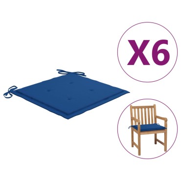 vidaXL Μαξιλάρια Καρέκλας Κήπου 6 τεμ. Μπλε Ρουά 50x50x3cm Υφασμάτινα
