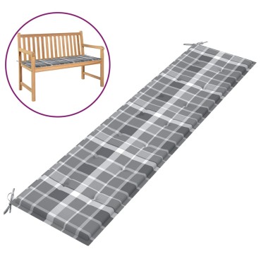 vidaXL Μαξιλάρι για Παγκάκι Κήπου Γκρι Καρό 200x50x4cm Υφασμάτινο