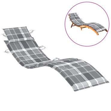 vidaXL Μαξιλάρι Ξαπλώστρας Γκρι Καρό 186x58x4cm από Ύφασμα Oxford