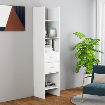vidaXL Βιβλιοθήκη Λευκή 40x35x180cm από Επεξ. Ξύλο 1 τεμ.