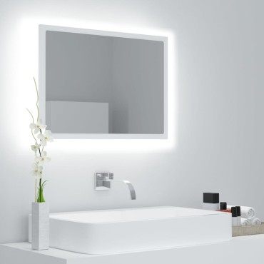 vidaXL Καθρέφτης Μπάνιου με LED Λευκός 60x8,5x37cm Ακρυλικός 1 τεμ.