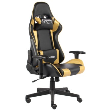 vidaXL Καρέκλα Gaming Περιστρεφόμενη Χρυσή PVC 37x51cm 1 τεμ.