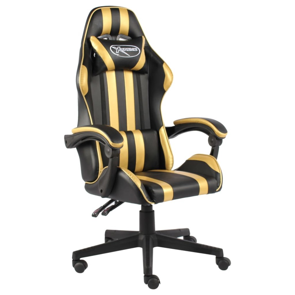 vidaXL Καρέκλα Racing Μαύρο / Χρυσό από Συνθετικό Δέρμα 35x41cm 1 τεμ.