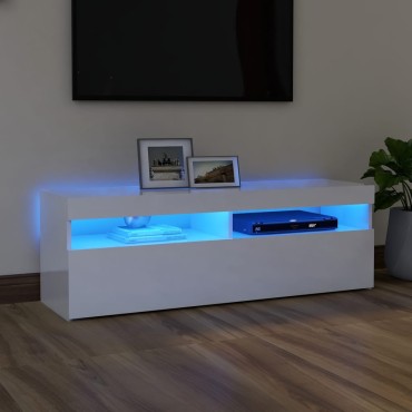 vidaXL Έπιπλο Τηλεόρασης με LED Γυαλιστερό Λευκό 120x35x40cm