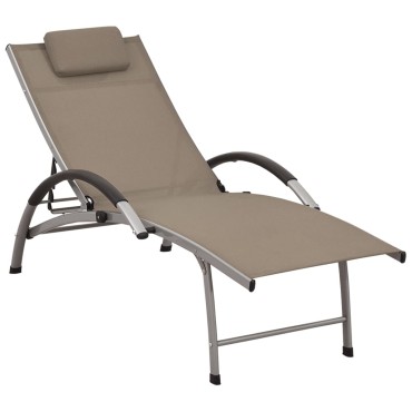 vidaXL Ξαπλώστρα Taupe από Textilene και Αλουμίνιο (170-193)x60,5x(96-51) cm 1 τεμ.