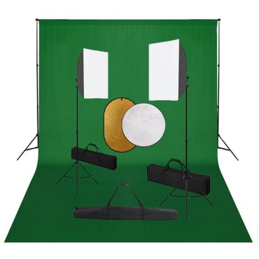 vidaXL Κιτ Φωτογραφικού Στούντιο Softbox με Φώτα, Φόντο & Ανακλαστήρα