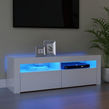 vidaXL Έπιπλο Τηλεόρασης με LED Γυαλιστερό Λευκό 120x35x40cm
