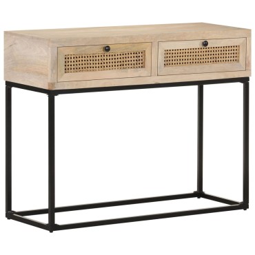 vidaXL Τραπέζι Κονσόλα 100x35x76cm Μασίφ Ξύλο Μάνγκο/Φυσικό Ζαχαροκάλ. 1 τεμ.