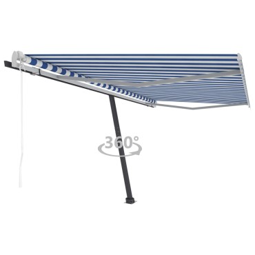 vidaXL Τέντα Αυτόματη Ανεξάρτητη Μπλε/Λευκό 450x350 εκ.
