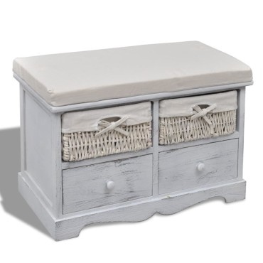 vidaXL Πάγκος με Αποθηκευτικό Χώρο Λευκός 62x33x42cm Ξύλο Παυλώνιας 1 τεμ.