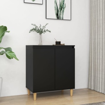 vidaXL Μπουφές Μαύρος 60x35x70cm από Επεξ. Ξύλο με Ξύλινα Πόδια 1 τεμ.