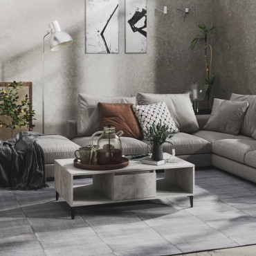 vidaXL Τραπεζάκι Σαλονιού Γκρι Σκυροδέματος 103,5x60x35cm Επεξ. Ξύλο 1 τεμ.