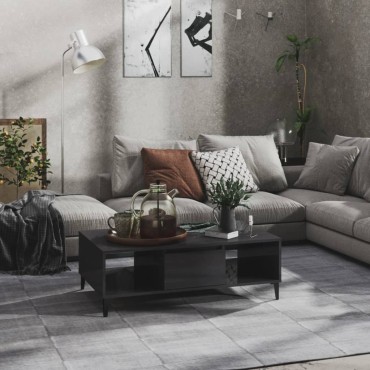 vidaXL Τραπεζάκι Σαλονιού Γυαλιστερό Γκρι 103,5x60x35cm Επεξ. Ξύλο 1 τεμ.