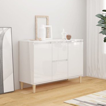 vidaXL Μπουφές Γυαλιστερή Λευκή 101x35x70cm από Επεξεργασμένο Ξύλο 1 τεμ.