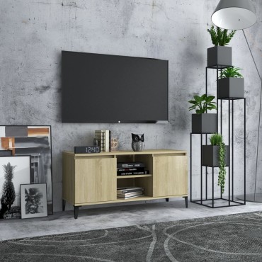 vidaXL Έπιπλο Τηλεόρασης Καπνιστή Δρυς 103,5x35x50cm Μεταλλικά Πόδια