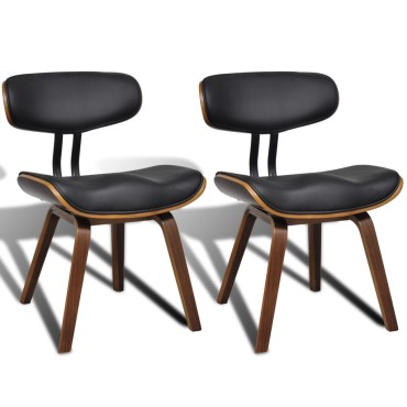 vidaXL Καρέκλες Τραπεζαρίας 2 τεμ. Λυγισμένο Ξύλο / Συνθετικό Δέρμα 51,5x54x78cm