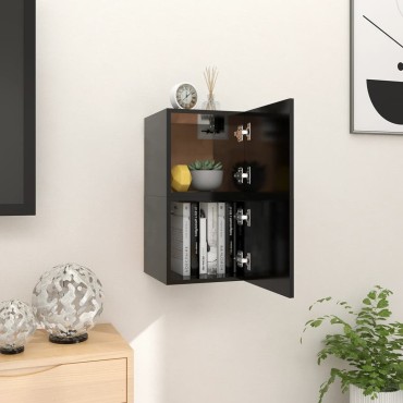 vidaXL Έπιπλα Τηλεόρασης Κρ. 2 τεμ. Μαύρα 30,5x30x30cm από Επεξ. Ξύλο