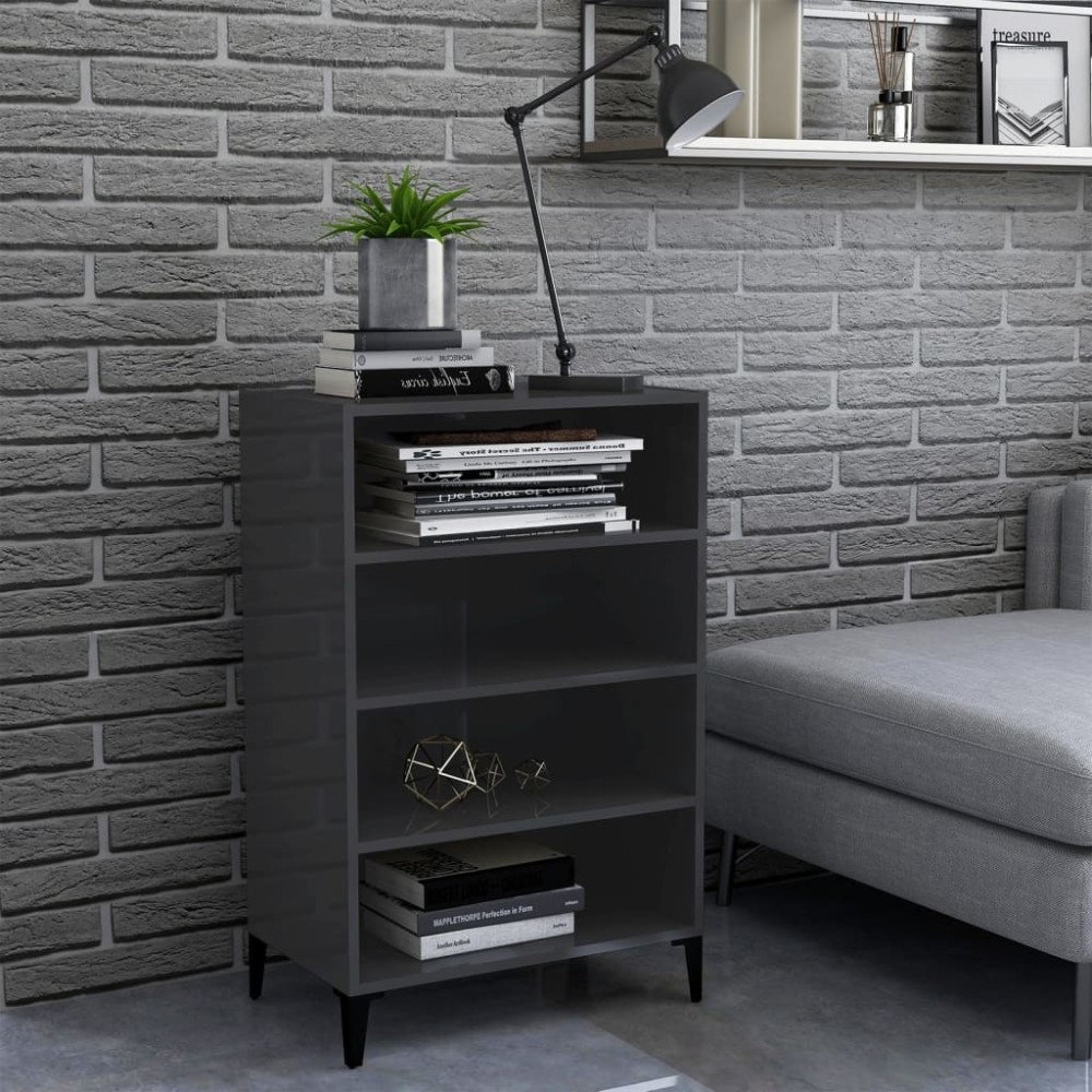 vidaXL Ραφιέρα Γυαλιστερή Γκρι 57x35x90cm από Επεξ. Ξύλο 1 τεμ.