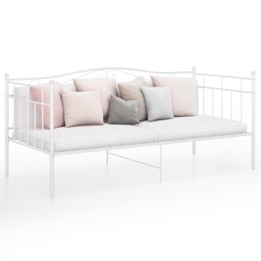 vidaXL Πλαίσιο για Καναπέ - Κρεβάτι Λευκό 90x200cm Μεταλλικό 1 τεμ. - Μονό