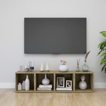 vidaXL Έπιπλα Τηλεόρασης 4 τεμ. Sonoma Δρυς 37x35x37cm Επεξ. Ξύλο