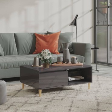vidaXL Τραπεζάκι Σαλονιού Γυαλιστερό Γκρι 90x60x35cm Επεξ. Ξύλο 1 τεμ.