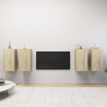 vidaXL Έπιπλα Τηλεόρασης 4 τεμ. Sonoma Δρυς 30,5x30x60cm Επεξ. Ξύλο