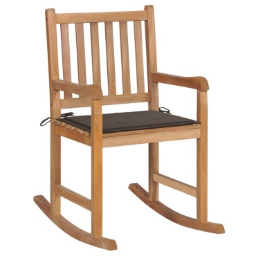 vidaXL Πολυθρόνα Κουνιστή από Μασίφ Ξύλο Teak με Taupe Μαξιλάρι 58x92,5x106cm 1 τεμ.