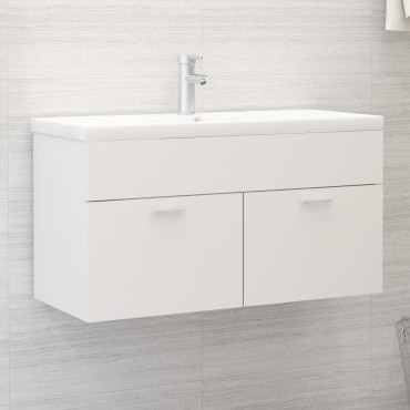 vidaXL Ντουλάπι Νιπτήρα Λευκό 90x38,5x46cm από Επεξ. Ξύλο 1 τεμ.