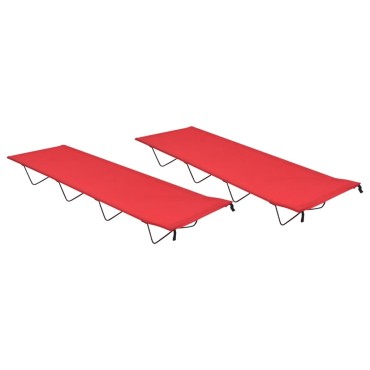 vidaXL Κρεβάτια Κάμπινγκ 2τεμ Κόκκινα 180x60x19εκ Ύφασ. Oxford/Ατσάλι