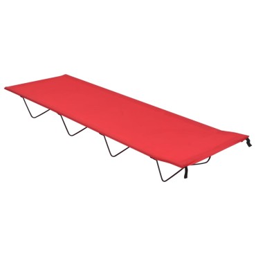 vidaXL Κρεβάτι Κάμπινγκ Κόκκινο 180 x 60 x 19 εκ. Ύφασ. Oxford/Ατσάλι