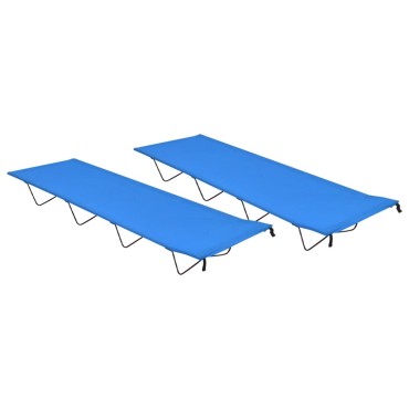 vidaXL Κρεβάτια Κάμπινγκ 2 τεμ. Μπλε 180x60x19εκ Ύφασ. Oxford/Ατσάλι