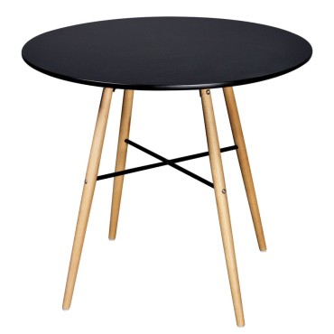 vidaXL Τραπεζαρία Στρογγυλή Μαύρη από MDF 80x72cm 1 τεμ.