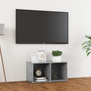 vidaXL Έπιπλο Τηλεόρασης Γκρι Σκυροδέματος 72x35x36,5cm Επεξ. Ξύλο